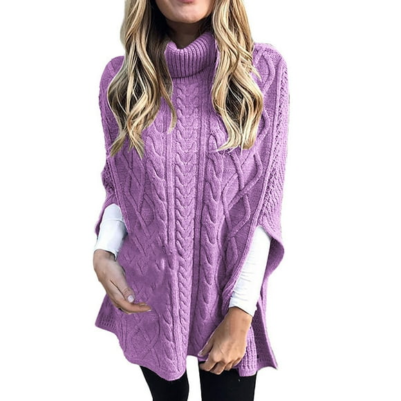 FADAACAI Womens Poncho Sweater Latested 2022 Lady Long Sleeves Plus Size Dress High Neck Sweater Womens Poncho Ponchos for Women Clearance!