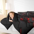 thumbnail image 4 of Feelyou Stereoscopic Rectangle Twin Comforter Sets, Black Red Square Bedding Set, 2 Pieces, 4 of 8