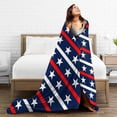 thumbnail image 4 of PUREYAH Travel Throw Blanket for Couch, Patriotic Red White Blue Stars Strips Lightweight Fluffy Flannel Outdoor Blanket, Microfiber Warm Blankets for Bed Long Flight Camping 40"x30" Inch, 4 of 6