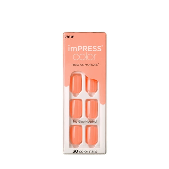 KISS imPRESS Color Press-On Nails, ‘Orange Squeeze’, 30 Count