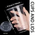 thumbnail image 5 of Vasos de plástico con tapa, vasos desechables para café helado, batido, bebidas frías, suministros para fiestas de cumpleaños, 12/16OZ, 50 unidades por juego, 5 of 5