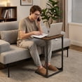 thumbnail image 2 of LEDREM Slim C‑Shaped Side Table, Slide Under Sofa & Bed, Stable Steel Frame, 26.2” Height, Compact Space-Saving Bedside Table, 2 of 6