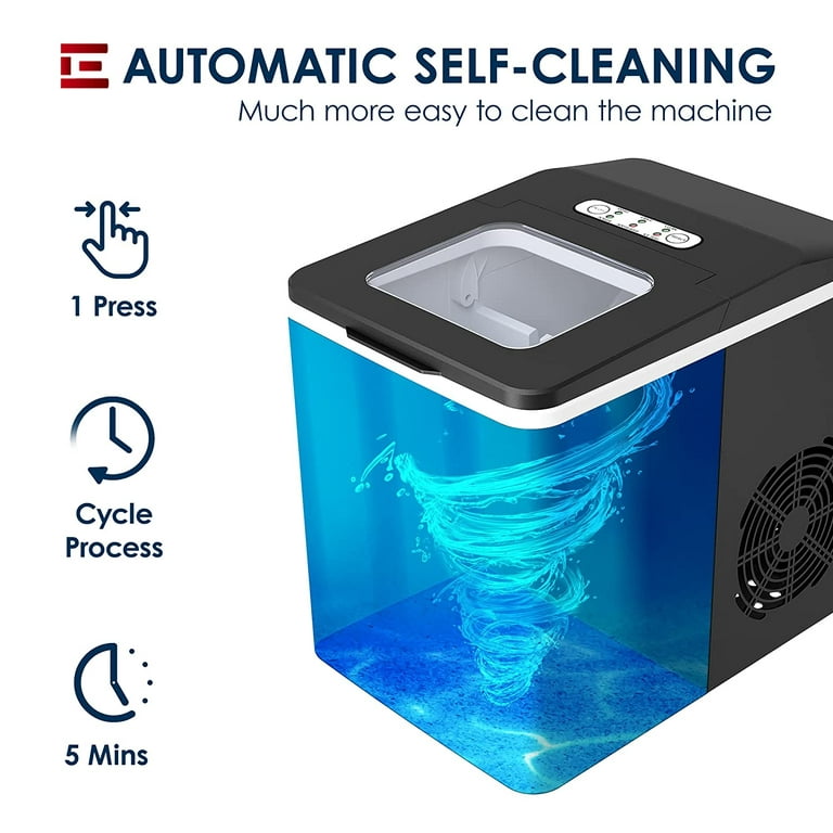  EUHOMY Ice Cube Maker Machine Countertop, 2 Ways to Add Water,  45Lbs/Day 24 Pcs Ready in 13 Mins, Self-Cleaning Portable Compact, with Ice  Scoop & Basket, Perfect for Home/Kitchen/Office/Bar : Appliances