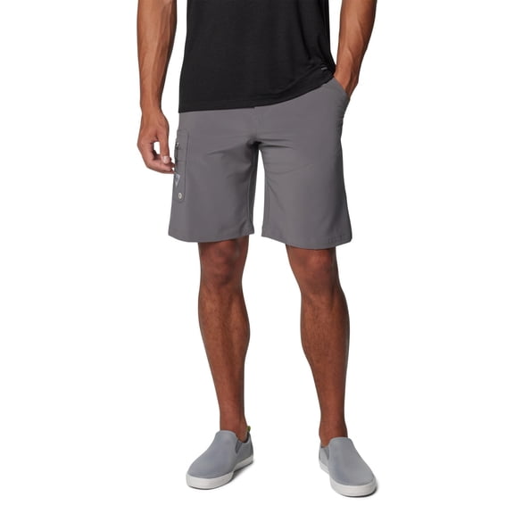 Columbia PFG Terminal Tackle II Athletic Shorts for Men, Omni-Shade UPF 50 Sun Protection, Omni-Shield Repellency, Stretch Fabric, City Grey & Cool Grey, 40 Waist, 209621