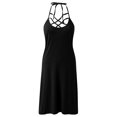 thumbnail image 4 of Moda mujer Casual Sexy cuello en V vestidos sólidos verano sin mangas con cordones vestido tipo jersey Fridja  hj3800, 4 of 5