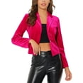 thumbnail image 1 of INSPIRE CHIC Blazer en Velours pour Femme, Col à Revers, Manches Longues, Boutonné, Veste de Tailleur pour le Travail, L Rose Vif, 1 of 6