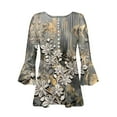 thumbnail image 4 of WXLWZYWL Womens Summer Tops Printed Casual V-Neck Short Sleeve Loose T-Shirt Blouse Tops Brown, 4 of 5