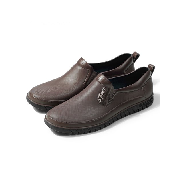 UKAP Men Rain Boots Plush Lined Rubber Boot Waterproof Rainboot Working Kitchen Shoes Comfort Work Shoe Brown 10.5