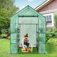 thumbnail image 2 of Gymax Walk-in Greenhouse 56''x56''x77'' Gardening w/Observation Windows 2 Tier 8 Shelves, 2 of 9