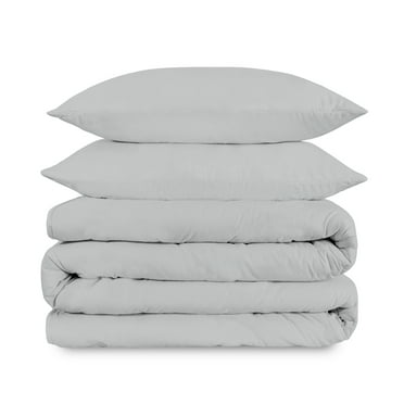 Purity Home 100% Cotton 400TC Cool & Crisp Duvet Set Full/Queen Light Gray