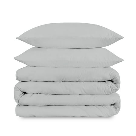 Purity Home 100% Cotton 400TC Cool & Crisp Duvet Set Full/Queen Light Gray