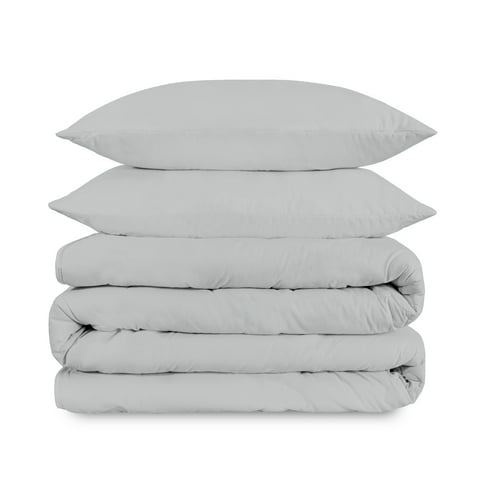 Purity Home 100% Cotton 400TC Cool & Crisp Duvet Set King Light Gray