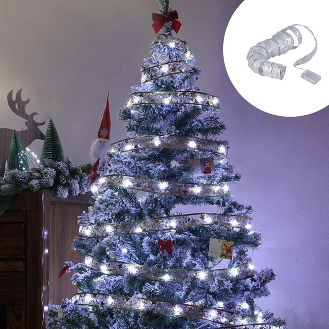 Vaidha Christmas Ribbon LED Light String Christmas Decorations Christmas Tree Decoration Pendants Gifts Gold Stamped Double Layer Ribbon