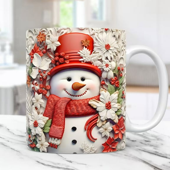 SDJMa 3D Christmas Mug, Cute 3D Snowman Xmas Tree Santa Claus Coffee Cup, Multi-Purpose Merry Christmas Mugs Gift for Women Men Coworkers Kids, 11oz