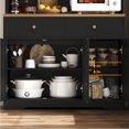 thumbnail image 3 of Hiphuta 71" Kitchen Pantry Cabinet, Tall Pantry Cabinet with Microwave Stand, Modern Freestanding Hutch with Storage Drawer for Dining Room, Black, 3 of 7