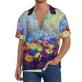 thumbnail image 3 of KLL Spring Flower Seasonal Print Men's Shirt Short Sleeve Button Down Summer Cuba Beach Shirts- Large, 3 of 7