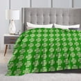 thumbnail image 4 of ZICANCN Anti-Pilling Flannel Bed Throw Blankets Plaid Green Shamrocks , Couch Ultra Soft Micro Fleece Sofa Bed Camping Travel Blanket for Adults 50"x40", 4 of 8