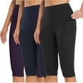 thumbnail image 1 of ICHUANYI Clearance 3PC Women's Knee Length Leggings High Waisted Yoga Workout Exercise Capris For Casual Summer With Pockets(Purple, M) ICHUANYI WER2023081200715, 1 of 6