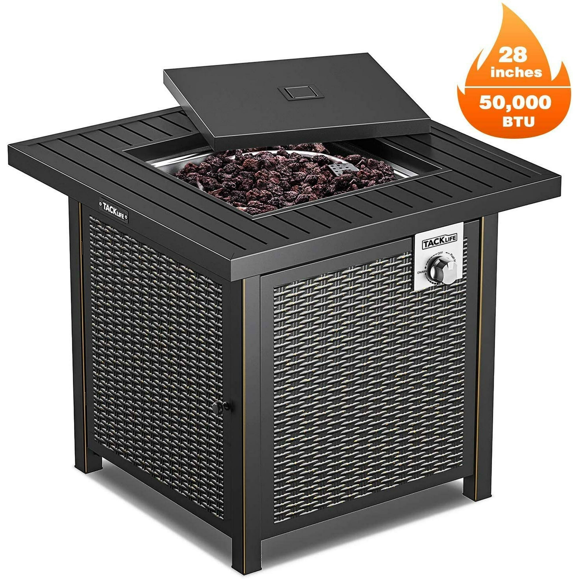 TACKLIFE Outdoor Heating, Propane Fire Pit Table, 28in 50,000 BTU