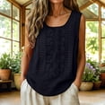 thumbnail image 2 of Womens Linen Embroidered Tank Tops 2026 Trendy Summer Casual Loose Fit Crewneck Sleeveless Shirts Fashion Ladies Blouses, S, 2 of 7