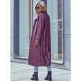 thumbnail image 2 of Eilly Bazar PU Faux Leather Trend Coat for Women Long Sleeve Female Long Trend Coat Burgundy S, 2 of 5