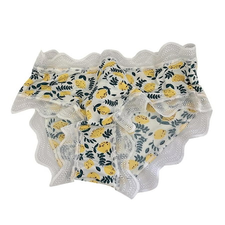 

Youmylove Women Fruit Cute Printed Ice Panties Cotton Breathable Briefs Underwear