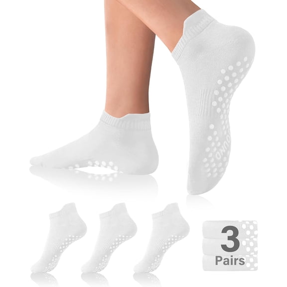 Pilates Socks with Grips for Women Yoga Socks Non Slip Barre Hospital Socks 6-Pairs Grippy Ankle Socks