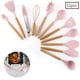 thumbnail image 1 of Juego de utensilios de cocina, 11 piezas de herramientas de silicona resistentes al calor, antibacterianas, mangos de madera ergonómicos, antiadherentes, para cocinar de forma segura, color rosa,, 1 of 8