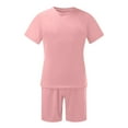 thumbnail image 2 of PEASKJP Short Set Men's 2 Pieces Sets Short Sleeve Casual Button Down T-Shirts Shorts Sets Summer Fashion Beach Outfits (Pink,L), 2 of 4
