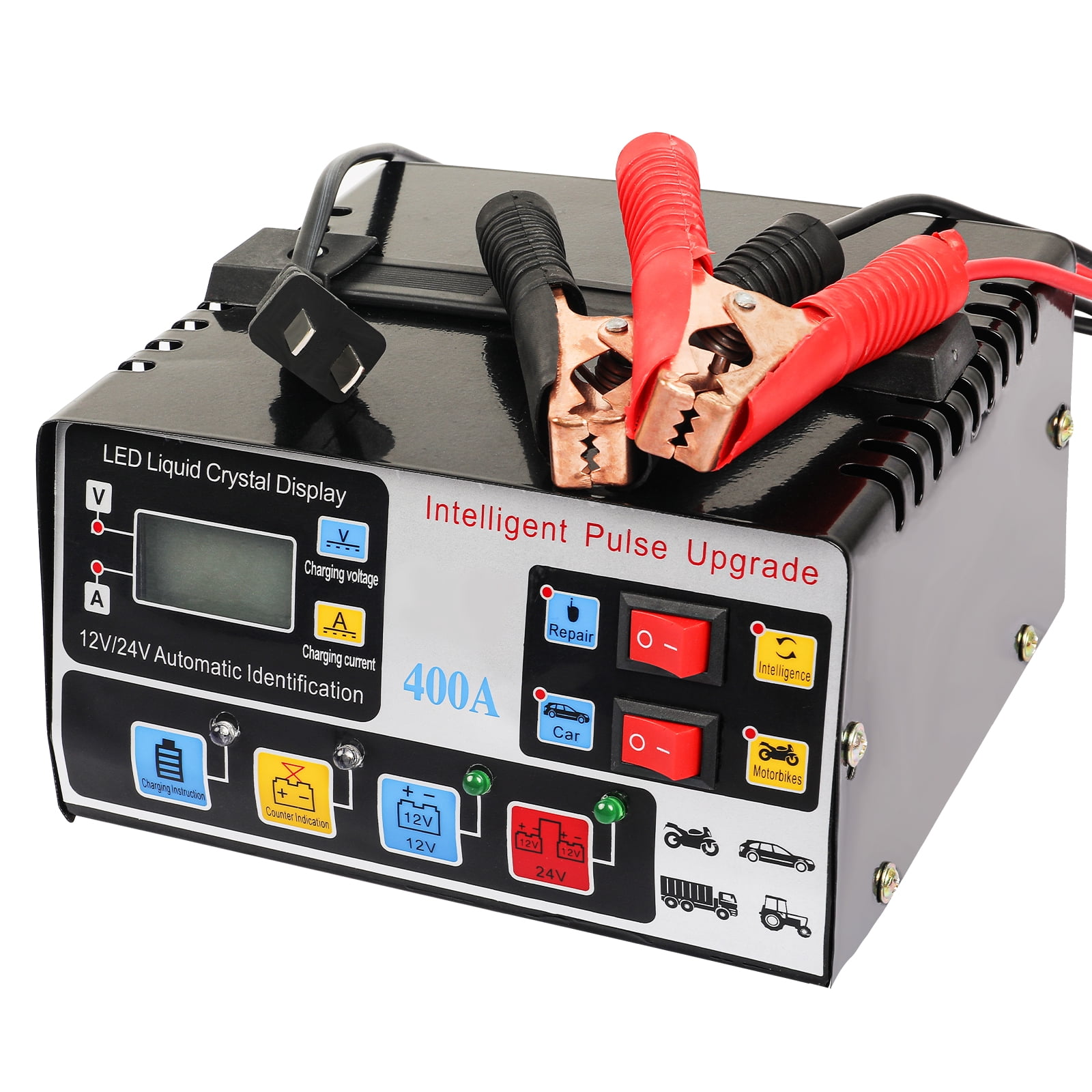 Smart Automatic Car Repair Battery Charger 12/24V 9A Acid Pulse Repair