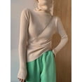 thumbnail image 5 of Suéter de punto para mujer, versión coreana, suéter de cuello alto, jersey de invierno de Color sólido, Tops básicos cálidos adelgazantes para lapeado Interior, 5 of 5