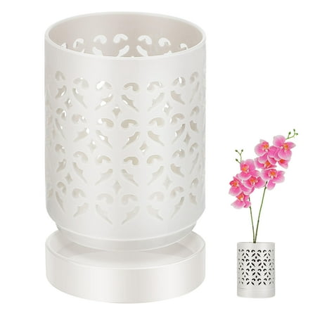 Masteelf  Ceramic Orchid Pot Indoor Plant with Saucer Pots Holes and Tray White