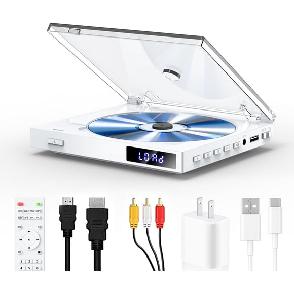 Mini DVD Players with USB Port, HDMI/RCA Output with Portable DVD Players for TV, Supports NTSC/PAL up to 1080P, USB Input Design, Include Rack and Remote Control