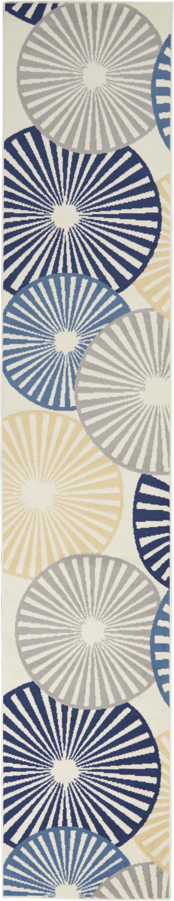 Nourison Grafix Geometric White 2'3" x 10' Area Rug, (2x10)