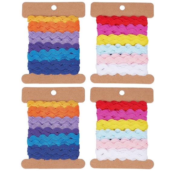 24 Yards 12 Colors Rick Rack Trim Ribbon 5mm Wave Sewing Bending Fringe Trim Woven Fabric Lace for DIY Sewing Crafts Clothes Dress Embellishment Gift