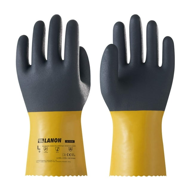 Guantes químicos LANON de PVC y caucho grueso Work Heavy-Duty XL