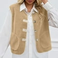 thumbnail image 4 of cocolona Womens Fleece Vest Casual Sleeveless Button Down Jacket Fall Winter Fuzzy Warm Coat Trendy Outwear with Pockets, 4 of 7