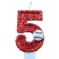 thumbnail image 2 of Bougie d'Anniversaire de Baseball Décorations de Gâteau Thème Baseball Deuxième Numéro Décoration de Gâteau Deux Ans Bougie Rouge Pailletée Décoration de Gâteau Fête, 2 of 5
