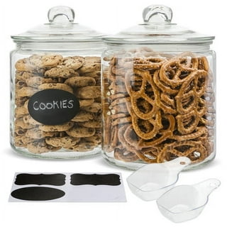 Kook Half-Gallon Kitchen Storage Glass Jars with Lids Food Storage  Container Set of 2 