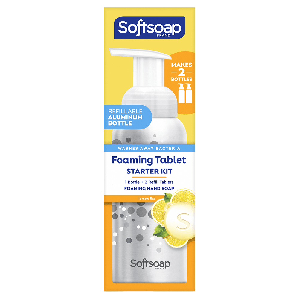 Softsoap Foaming Hand Soap Tablets Starter Kit, Lemon Fizz, 2 Tabs (8 oz Each)