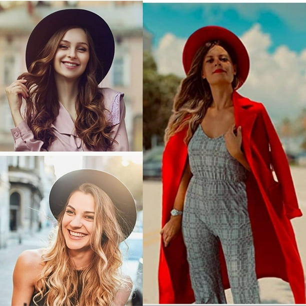 Unisex Fedora Hats with Buckle Band, Soft Felt Wide Brim  display picture 3