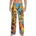 thumbnail image 2 of Lsque Colorful Giraffes with Drinks Print Men's Pajama Pants, Lounge Pant - Comfortable Home Wear,Elastic Waistband, Stylish Design-Small, 2 of 9