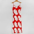 thumbnail image 5 of Red & White Tropical Leaf Sleeveless Dress Women's Evening Dress Womans Clothing, 5 of 9