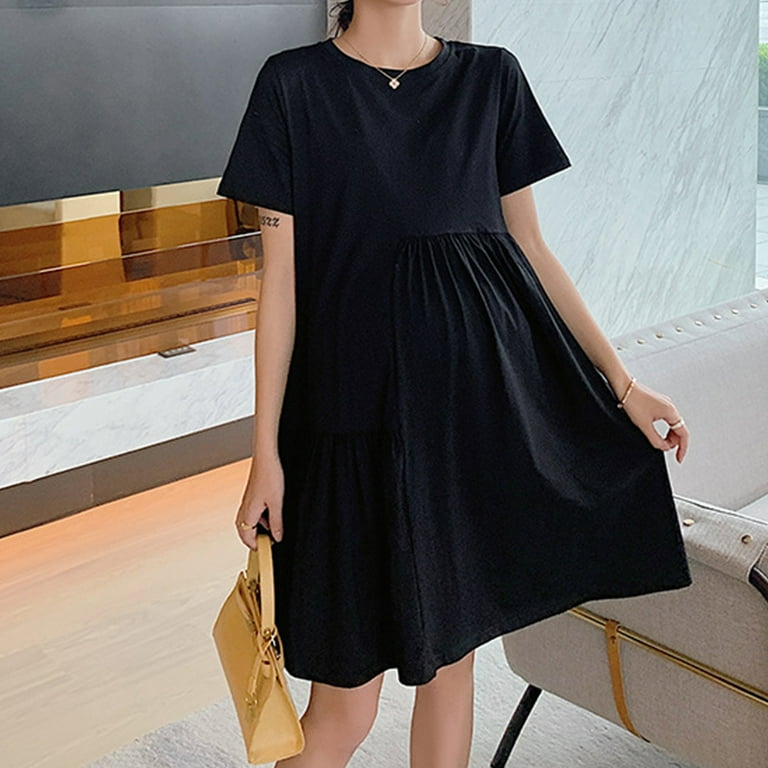 Qsxadf Maternity Maxi Dress Pregnancy Dresses Maternity Summer Casual Fashionable Comfortable Everyday Mid Length Women's Dresses Vacation Dress, Size