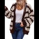 thumbnail image 2 of Suéter de Invierno de Punto Holgado con Rayas y Mangas Farol para Mujer, Moda de Otoño Marrón Albaricoque L, 2 of 8