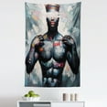 thumbnail image 2 of Ambesonne Artwork Wall Hanging Tapestry, Black Man Brave Power Paint, 30"x45", Dark Blue Grey and Multicolor, 2 of 3