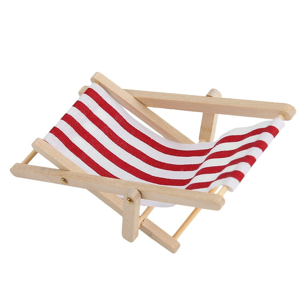 Tebru Dollhouse Beach Chair, Mini Beach Chair Toy, Dollhouse