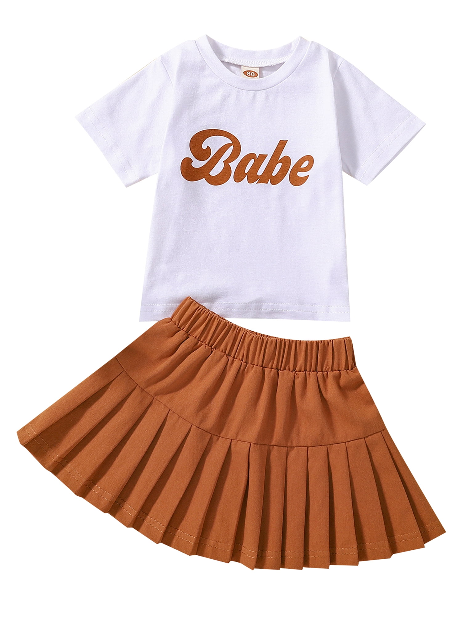 2pcs Kids Baby Girls Long Sleeve Letter T-shirt Tops Gauze Skirt Outfits & Set 