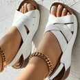 thumbnail image 6 of TANGQIOP Women'S Wedge Sandals Ethnic Style Hollow Out Slides Slip On Casual Lightweight Crisscross Strap Solid Peep Toe White 38, 6 of 7