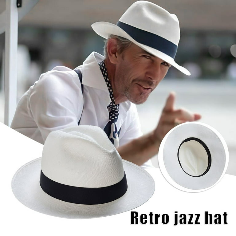 Fashion Vintage Hat Gentleman Classic Fedora Hat Pu Leather Jazz